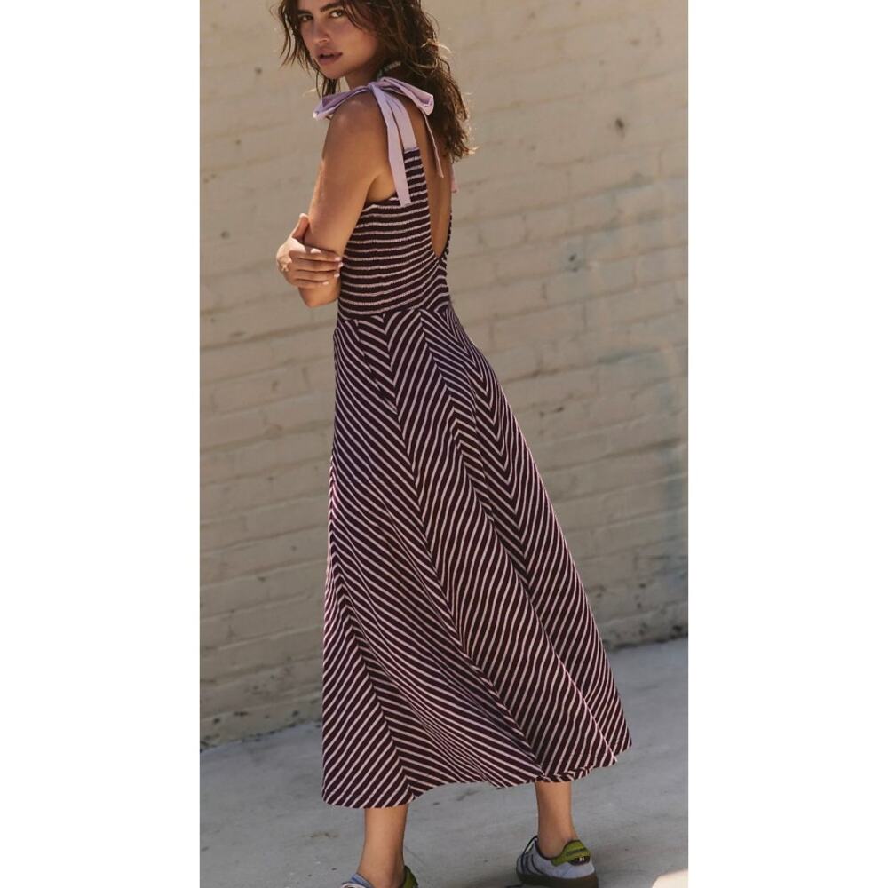NWT Free People Cecelia Midi Dress Cool Violet Combo